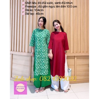 [HÌNH THẬT 100% - CHÍNH HÃNG ] ÁO DÀI suông dáng xưa/ cách tân (KHÔNG KÈM QUẦN)- đỏ đô, hoa xanh ,hồng, vàng, xanh dương