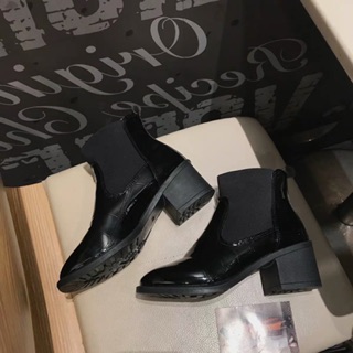 Giày boot cổ thấp da bóng ulzzang