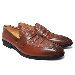 Giày tây nam da bò thật Happyshoes HS47 kiểu giày công sở giày da bò dập vân cá sấu chuẩn giay da Việt xuất xịn