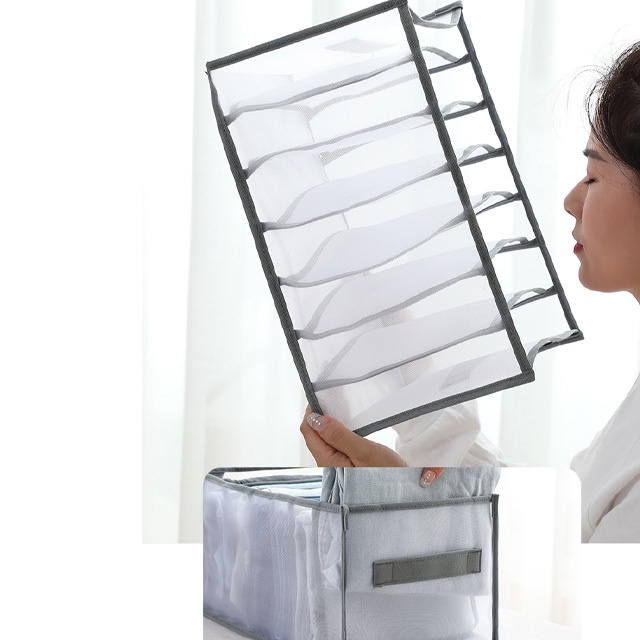 Hộp đựng đồ lót Tshirt Hộp đựng đồ lót 7/9 Lưới ngăn kéo có thể gập lại Tủ đựng áo sơ mi Hộp đựng đồ lót Hộp đựng tất Pant Organizer Phiên bản nâng cấp có tay cầm