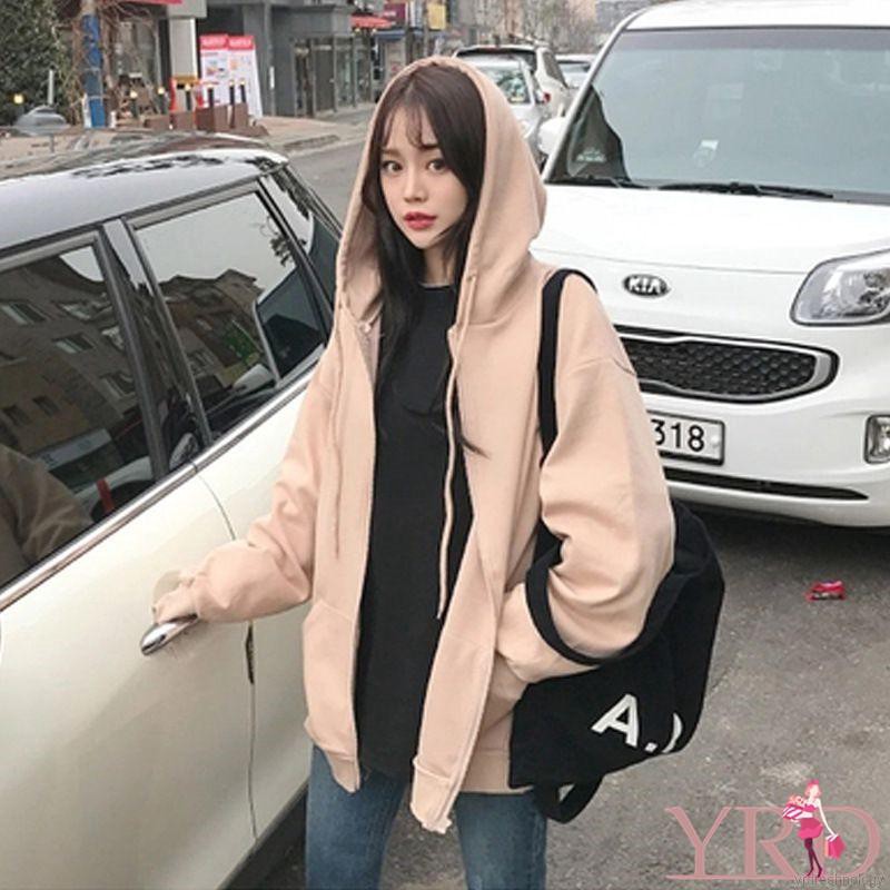 Áo Hoodie có khóa kéo ấm áp thời trang cho nữ