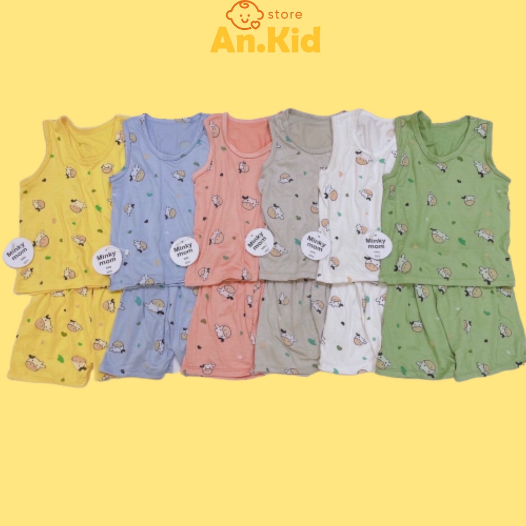 Bộ Ba Lỗ Bé Trai, Bé Gái Minky Mom Vải Thun Lạnh Hoạ Tiết Bò Sữa, Set 3 Lỗ Mặc Hè Cho Bé - AN.KID