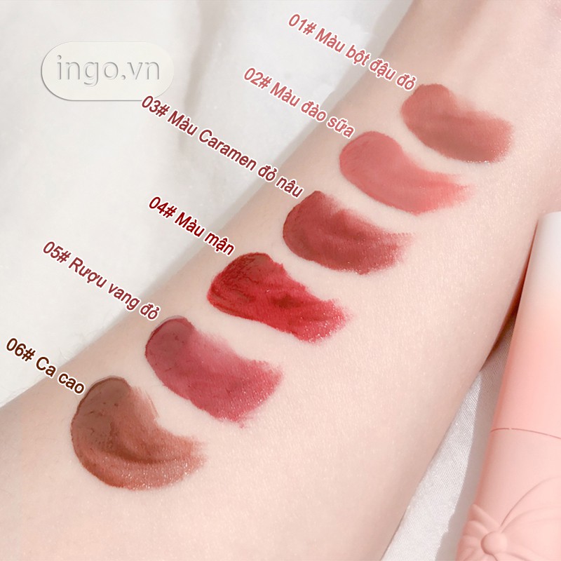 Son Kem Lì MAXFINE， Lip Gloss Lâu Trôi ,Mềm Mại Như Nhung , Vỏ Nơ hồng Mềm Mướt Mịn Lì