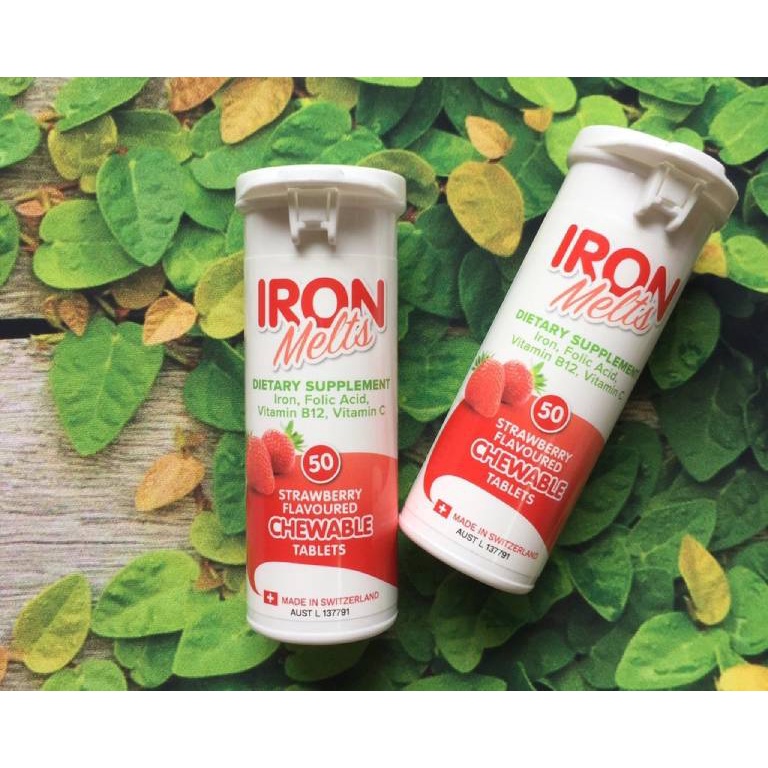 Viên ngậm bổ sung sắt Iron Melts Chewable vị dâu 50 viên