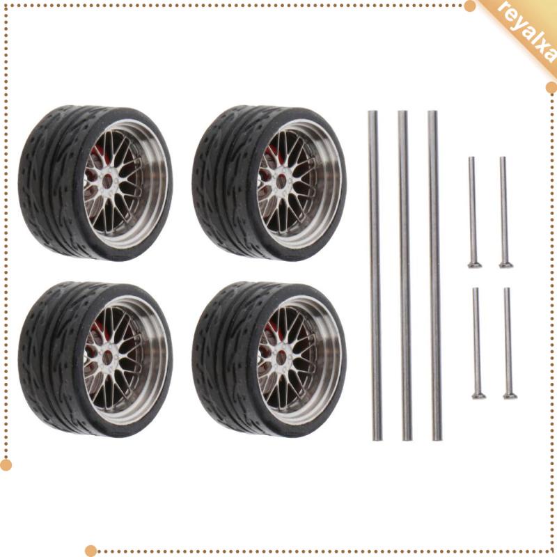 Set 4 bánh xe cao su tỉ lệ 1 / 64 cho xe đồ chơi