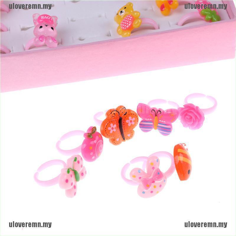 Set 24 / 50 Nhẫn Nhựa Họa Tiết Hoạt Hình Đáng Yêu Cho Bé