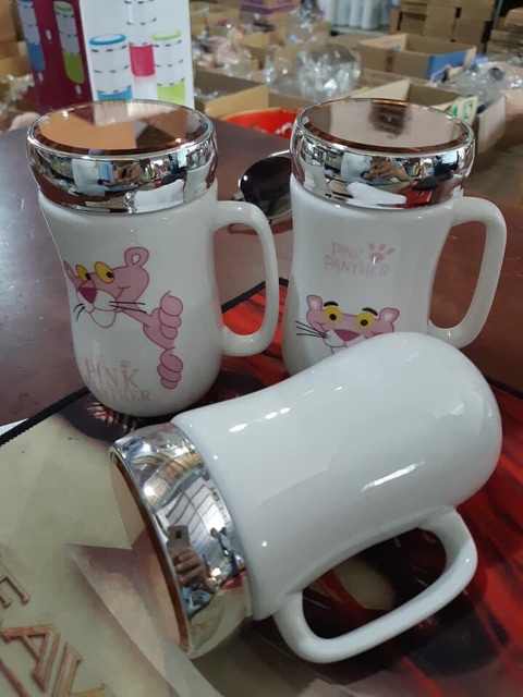 Cốc sứ giữ nhiệt nắp gương cao cấp