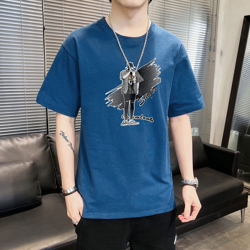 Áo Thun Tay Ngắn Dáng Rộng Chất Liệu Cotton Mỏng Phong Cách Hàn Quốc Thời Trang Mùa Hè Cho Nam