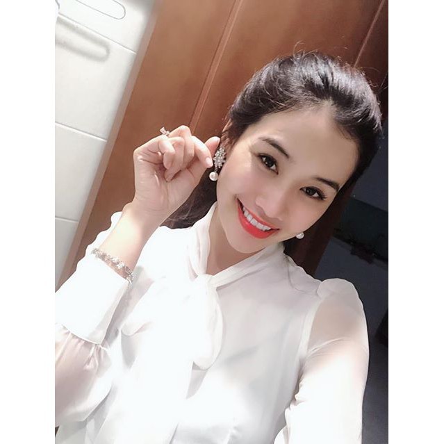 Áo sơ mi nữ dài tay💖 Freeship💖 Áo trắng nữ thắt nơ vải voan