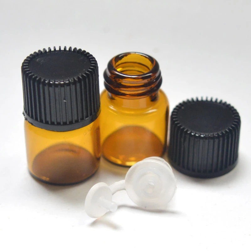 Bình Thủy Tinh Mini 1ml Đựng Tinh Dầu Kèm Nắp Đậy Tiện Dụng
