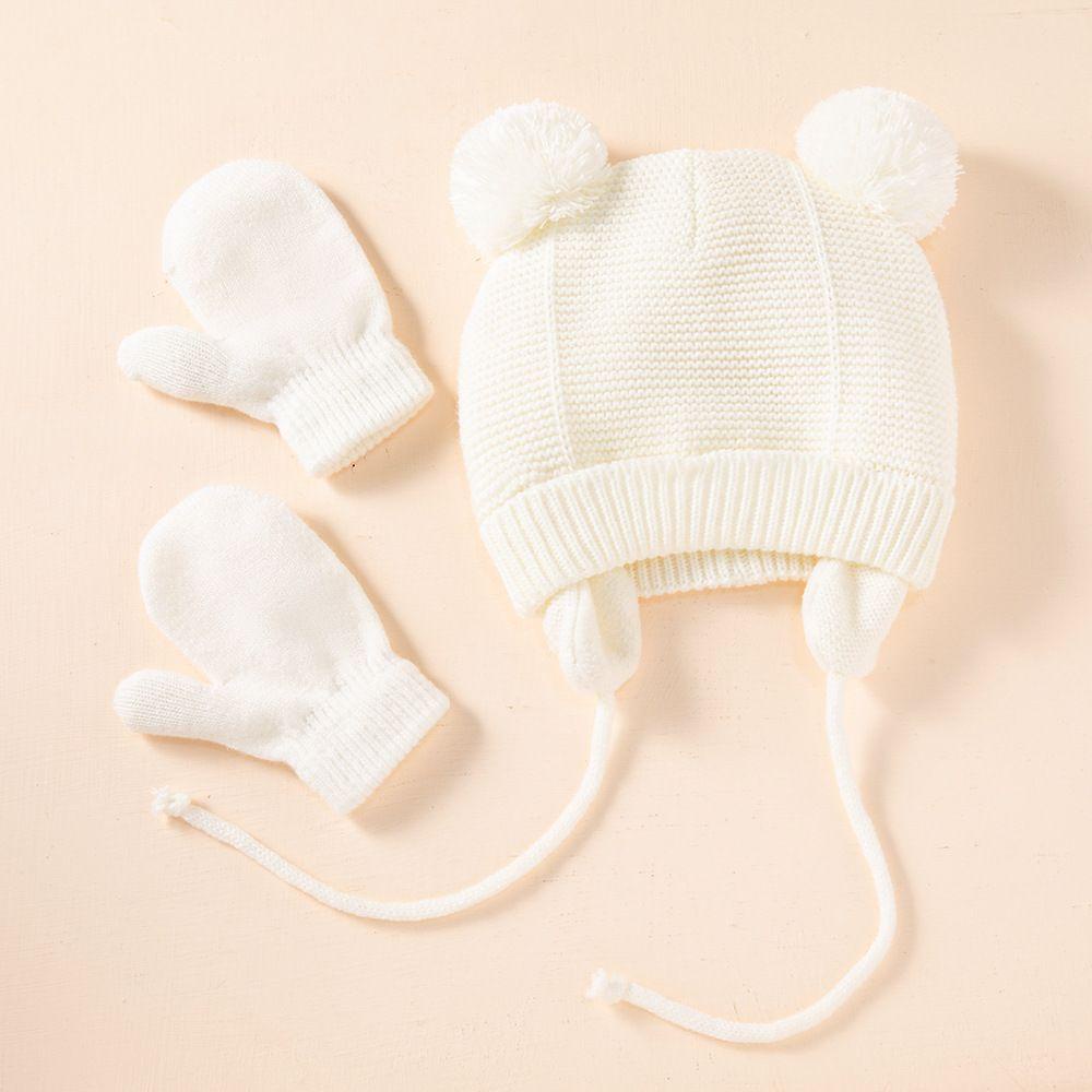 Set 2 Mũ Len Beanie Đính Quả Bông Dày Dặn Dễ Thương Bảo Vệ Tai Cho Bé Sự Bảo Vệ