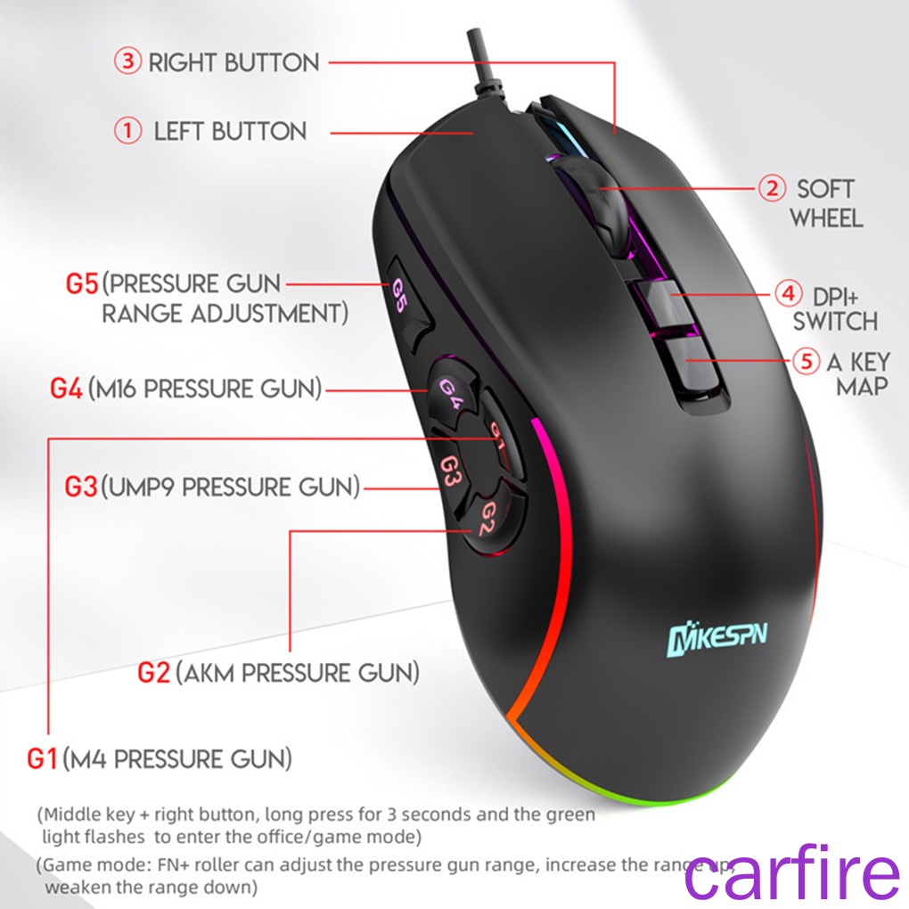 Chuột Chơi Game 10 Nút Bấm Có Đèn Rgb Nhiều Màu