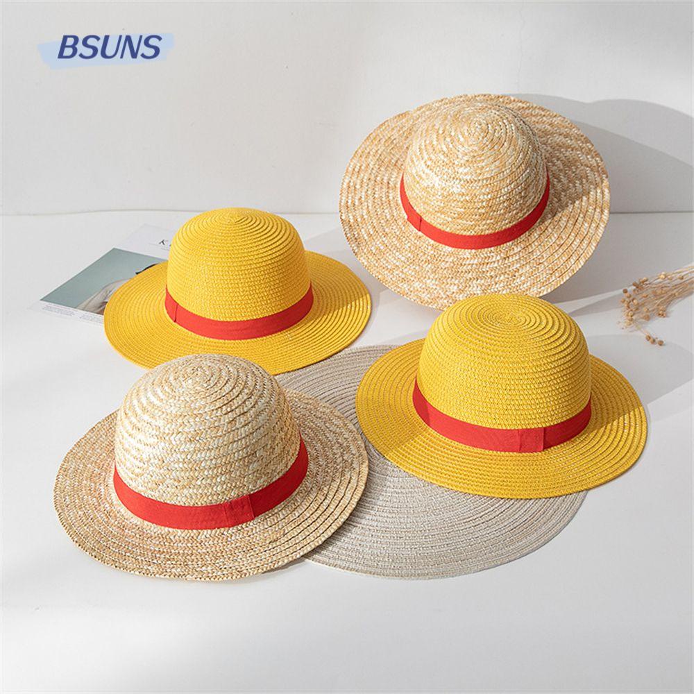 ♕Bsuns♕ Mũ Rơm Vành Rộng Thiết Kế Phong Cách One Piece Độc Đáo