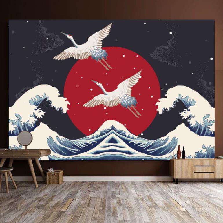 Tranh vải treo tường phong cách Ukiyo-e Nhật Bản 150*130cm cao cap-in theo yêu cầu