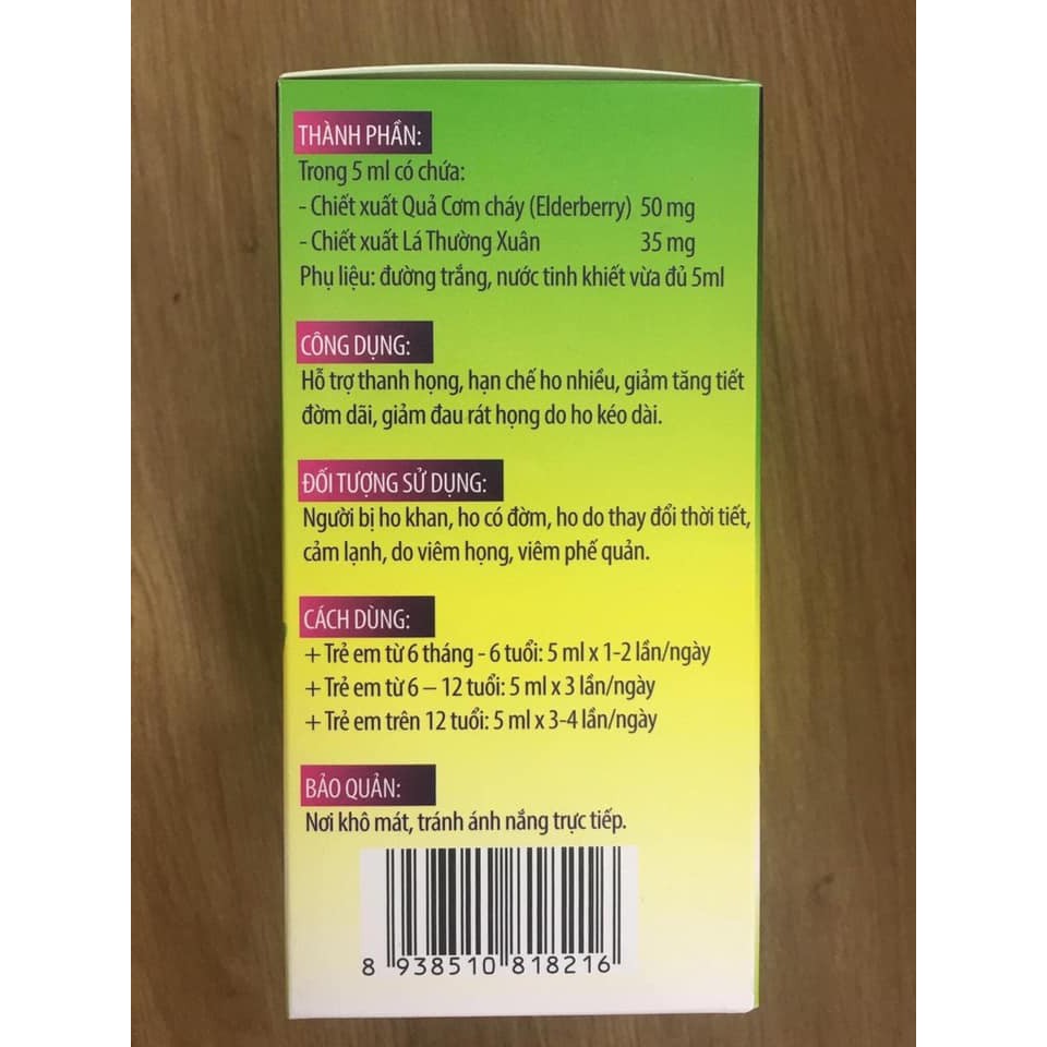 Siro Ho BobBaby / HoBobBaby - Hộp 30 gói siro hỗ trợ thanh họng, giảm ho &amp; đau rát họng - cvspharmacy