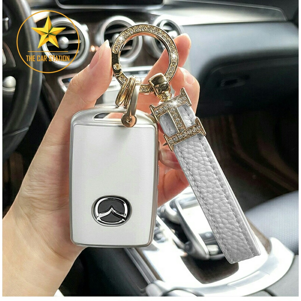 - Ốp đính đá bọc chìa khóa xe hơi ô tô Mazda 2 3 6 - Mazda CX 3 - CX 5 - CX 8 - CX 30 -  Bao da chìa khóa-Mẫu 08