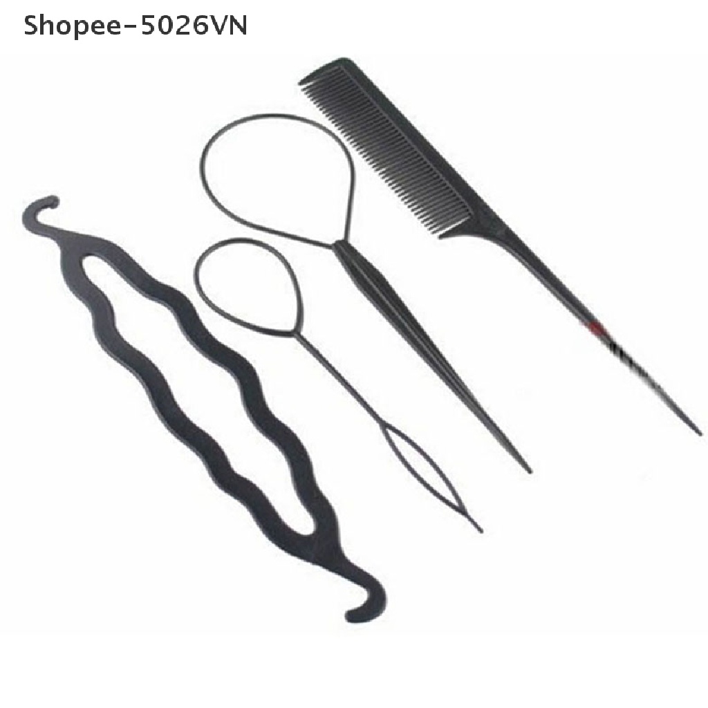 Bộ 4 Dụng Cụ Tạo Kiểu Tóc Gồm Kẹp + Dụng Cụ Tạo Kiểu Tóc Đuôi Ngựa