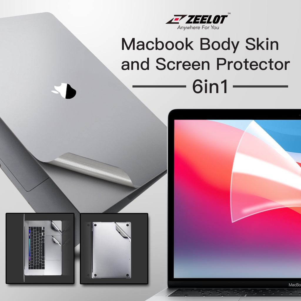 Bộ Dán Body Skin và Dán Màn Hình 6 in 1 cho Macbook Pro 16&quot;/ Pro 13&quot; 2020/ Pro M1/ Air 13&quot; 2018- 2020 Zeelot