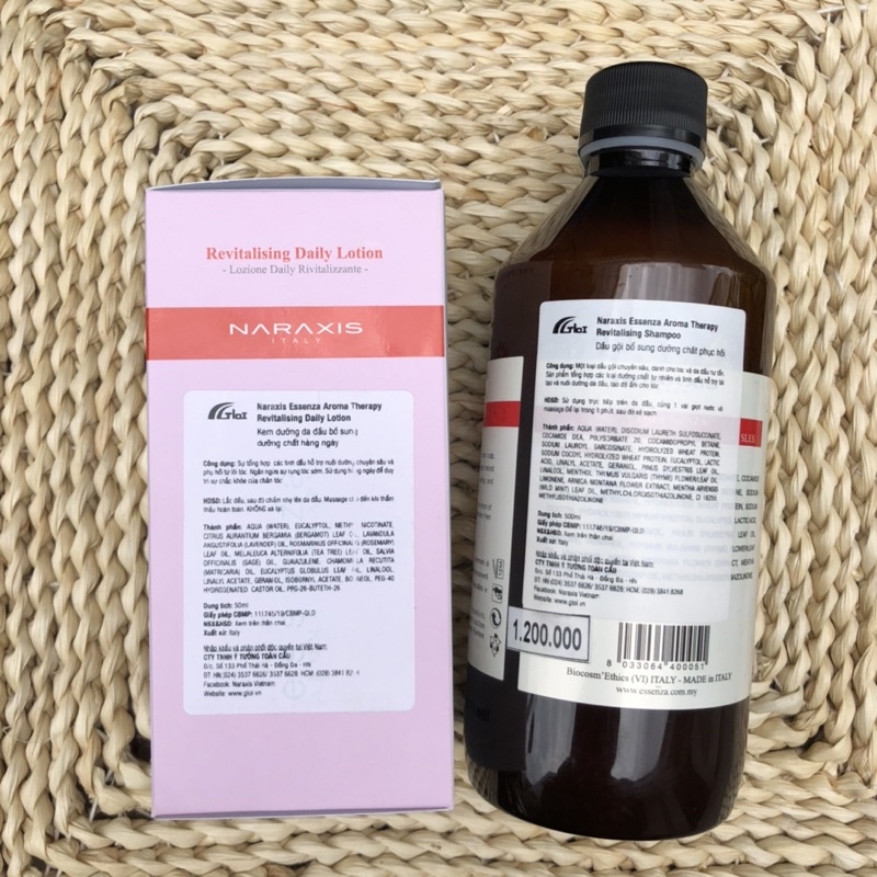 Combo gội và kem dưỡng chống rụng, kích thích mọc tóc Naraxis REVITALISING 500ml/50ml
