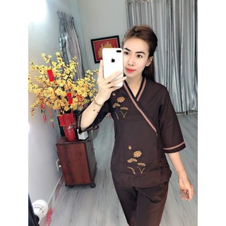 Đồ lam phật tử đi chùa -mẫu xéo thêu