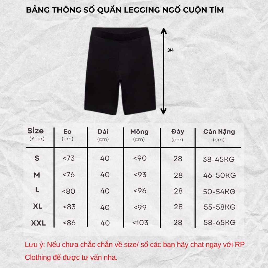 Quần legging nữ quần ngố nữ biker cuộn tím thái RP Clothing vải cotton cao cấp co giãn tốt tập yoga gym RPLG01