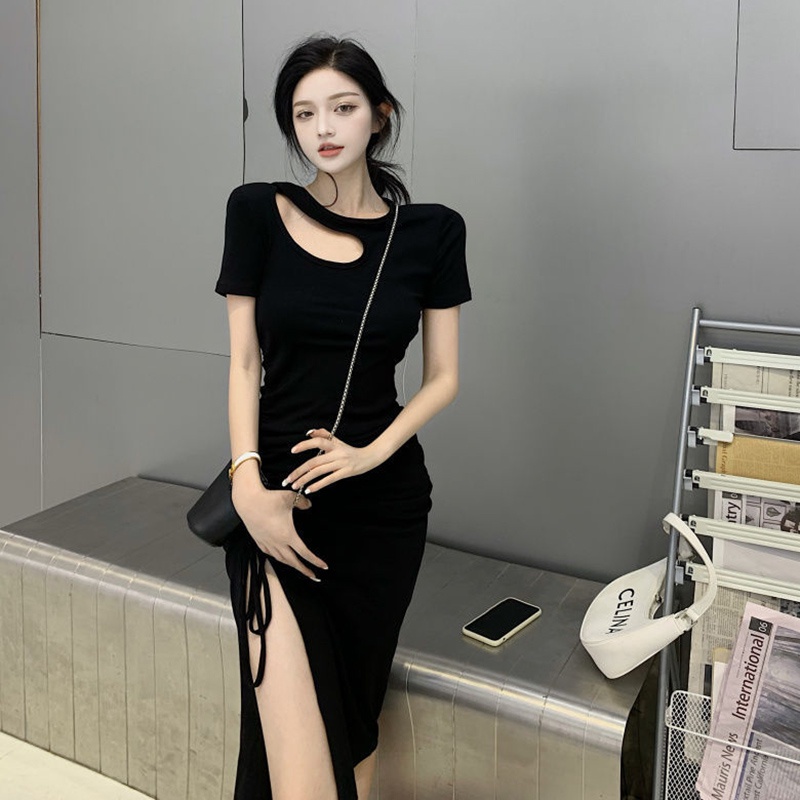 Đầm IELGY dây rút eo kiểu mỏng xẻ tà thời trang mùa hè phiên bản Pháp Hàn Quốc mới