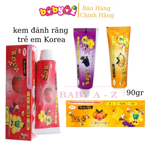 Kem Đánh Răng Trẻ Em Bee Hàn Quốc 90gr Kem Đánh Răng Cho Bé Hương Cam Dâu Nho