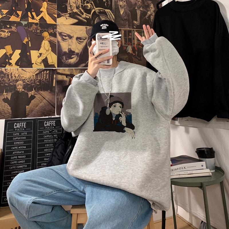 Áo nỉ tay dài cổ tròn thời trang dành cho nam