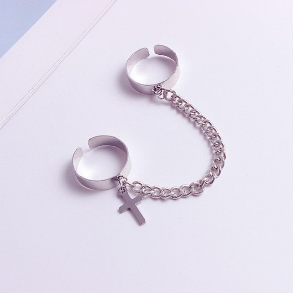 Nhẫn titan chữ thập xích unisex freesize gothic - phụ kiện đeo tay thánh giá cho nam nữ - Lolotica
