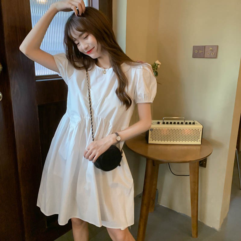 Đầm tay ngắn màu trơn xinh xắn cho nữ | BigBuy360 - bigbuy360.vn