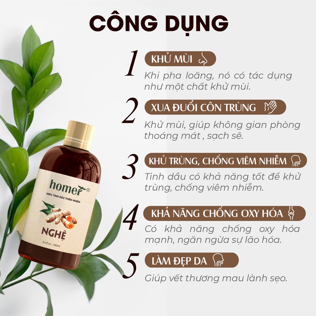 Tinh dầu Nghệ Homer 500ML/ 1L -  Curcuma Longa  Essential Oil  - đạt chuẩn chất lượng kiểm định