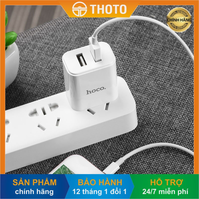 [Thoto Shop] Bộ sạc nhanh HOCO C62 | 2 cổng USB | kèm cáp Lightning cho iPhone/ iPad - hàng chính hãng