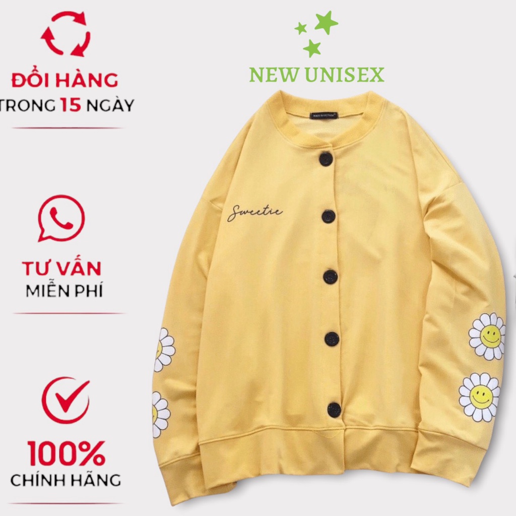 Áo Khoác Nỉ Cadigan Bomber Ulzzang Áo khoác hoodie Cadigan Hoa cúc form rộng Unisex chống nắng siêu tốt TP [NewUnisex]