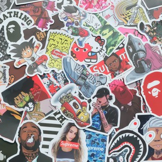 Combo Hypebeast, Supreme, Bape, ...Stickers - Bộ hình dán trang trí chống nước cao cấp chủ đề Hypebeast