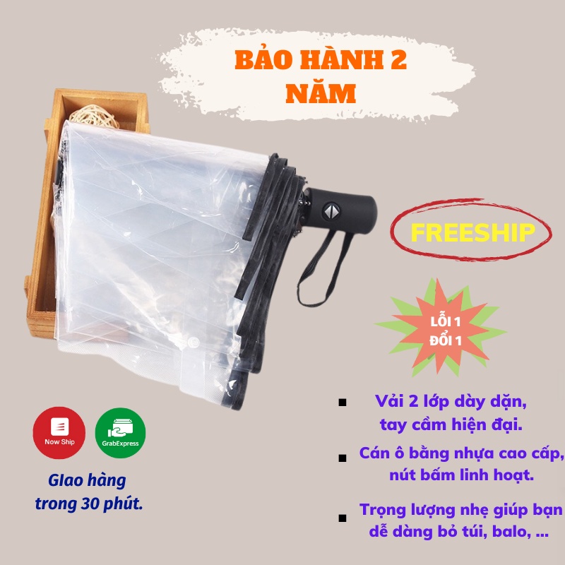 Dù Gấp Gọn Ô Che Mưa Trong Suốt Gấp Gọn Tự Động Đóng Mở Cao Cấp Dù Che Mưa Asaki