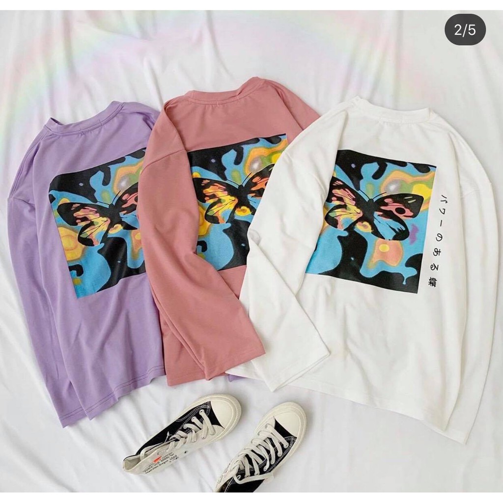 áo thun dài tay poxffee bướm local brand hot trend - áo hình bướm stussy poxffee chất đẹp | BigBuy360 - bigbuy360.vn