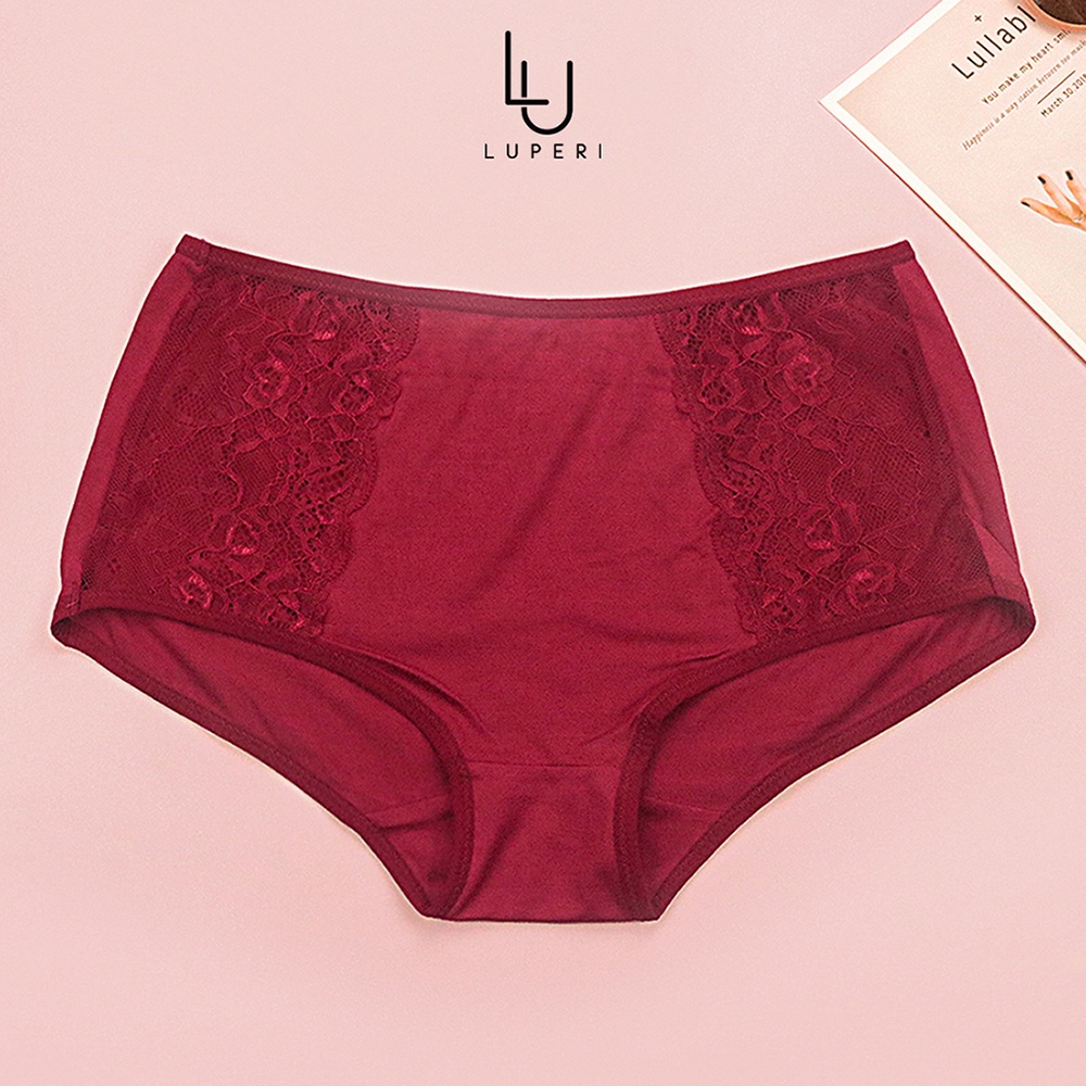 Quần Lót Nữ Cotton Cạp Vừa Nâng Mông Phối Ren Cao Cấp Luperi Kháng Khuẩn, Khử Mùi, Thoáng Khí Sp74