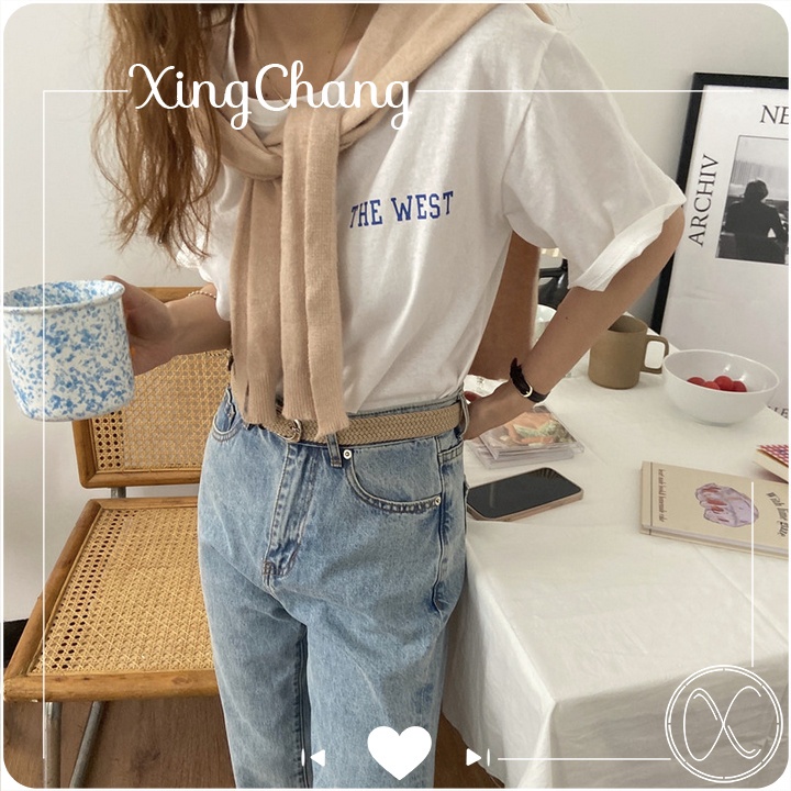 Áo phông nữ tay lỡ dáng rộng Hàn Quốc XingChang chất cotton đẹp nữ tính in California mã TL.W02