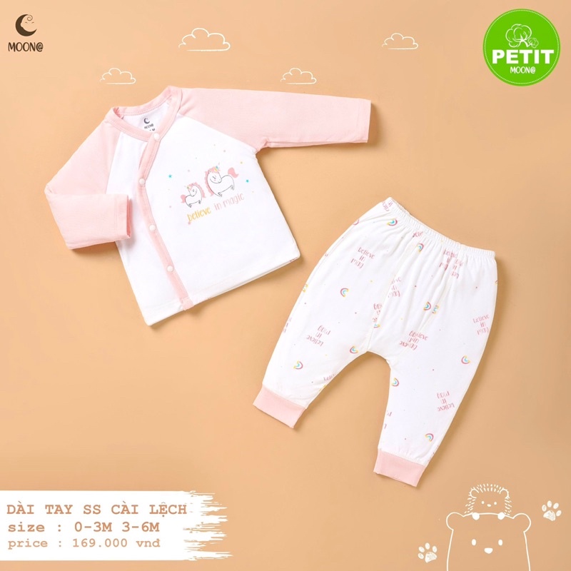 Bộ cài lệch Moon@ vải petit cho bé trai/bé gái