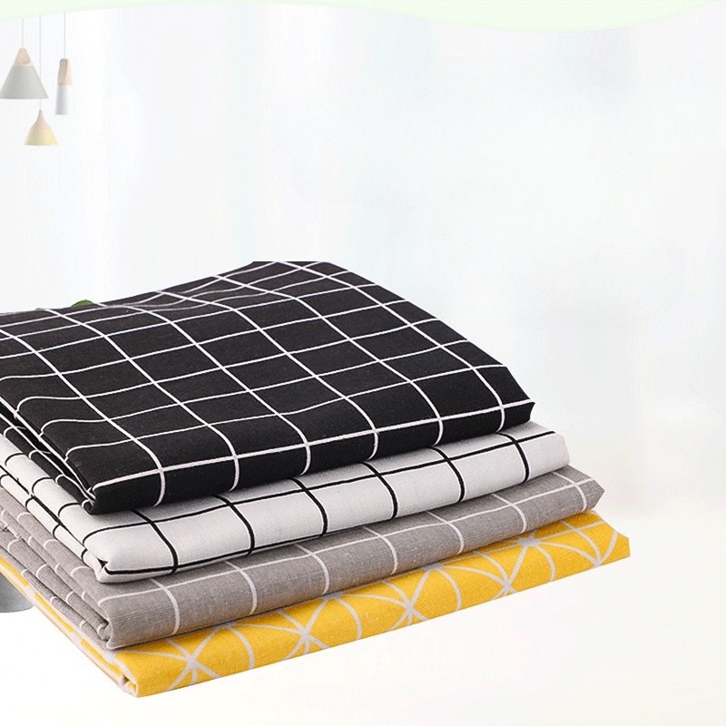 Vải Bố Vải Canvas Decor Trang Trí May Rèm Làm Khăn Bàn Hoạ Tiết Caro Đen