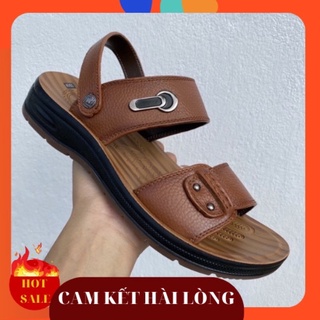 Dép da nam, dép sandal nam, da bò cao cấp, quai khâu liền đế chắc chắn, size 38-43