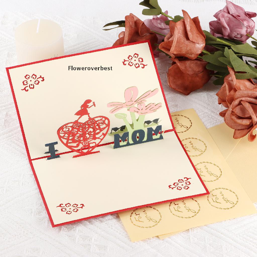 FBTOY 3D Pop up Mother's Day Greeting Cards I Love MOM Foldable Cards Flower Thank You HOT