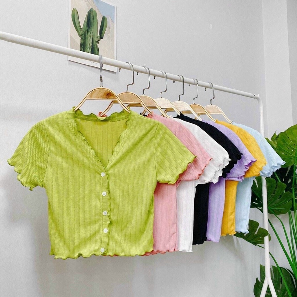 Áo Croptop Dệt Kim Tay Ngắn Thiết Kế Cổ Chữ V Quyến Rũ Chapi CP08 | BigBuy360 - bigbuy360.vn