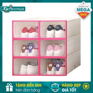 Hộp Đựng Giày Dép Nắp Nhựa Cứng, Trong Suốt Thông Minh Cao Cấp