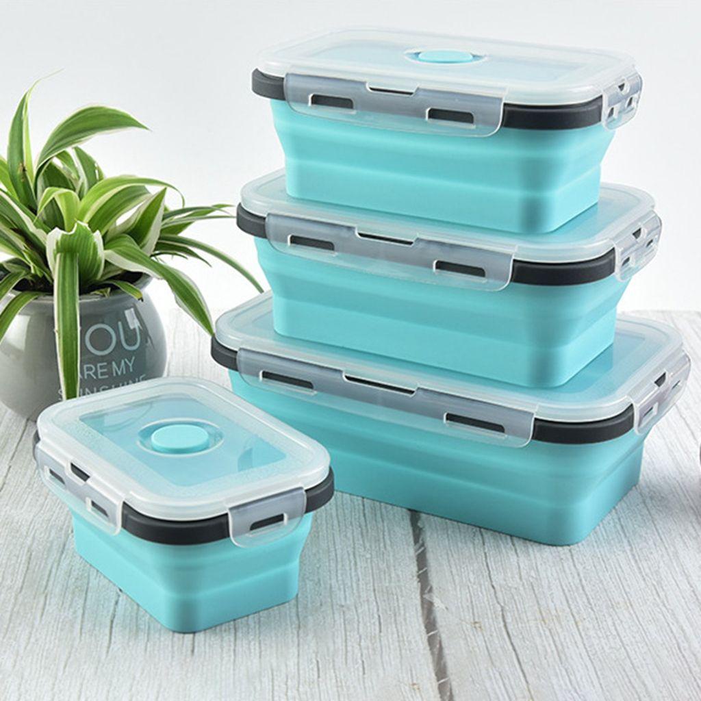 Hộp Đựng Cơm Trưa Bằng Silicone Chống Rò Rỉ An Toàn Có Nắp Đậy Dùng Được Trong Lò Vi Sóng