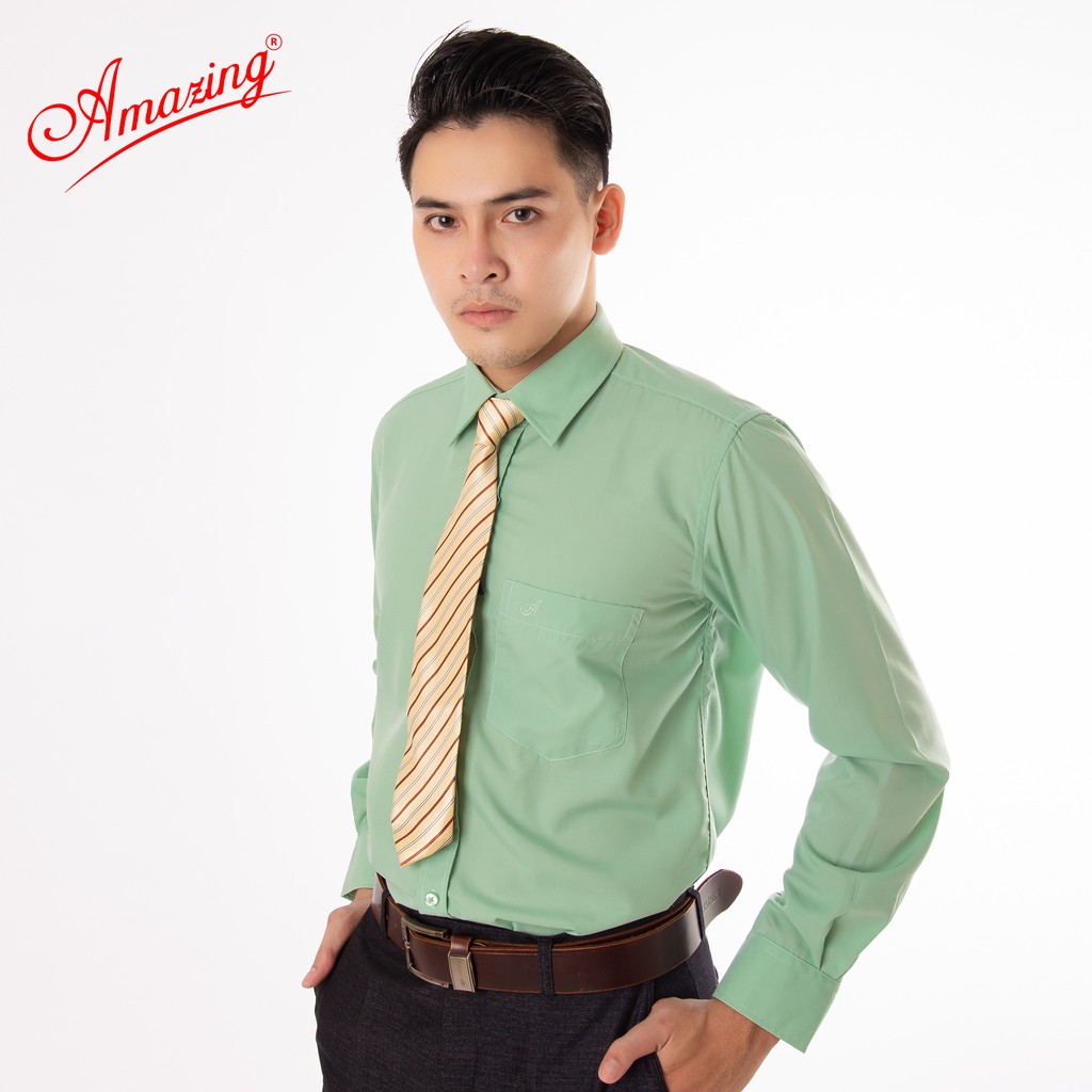 Áo sơ mi nam Amazing cao cấp, nhiều màu, nhiều size, vạt bầu, thân suông, tay dài, đường may tinh xảo