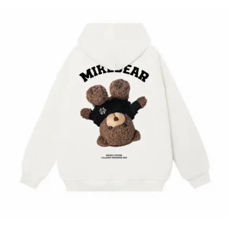 Áo Hoodie Nỉ Gấu Bông Mike Bear Form Rộng Có Túi Và Mũ