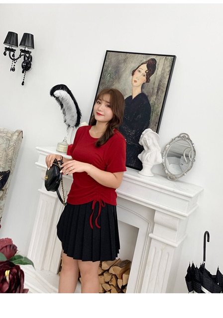 Váy vải kaki big size màu đen xếp li vạt lệch size 60-90kg