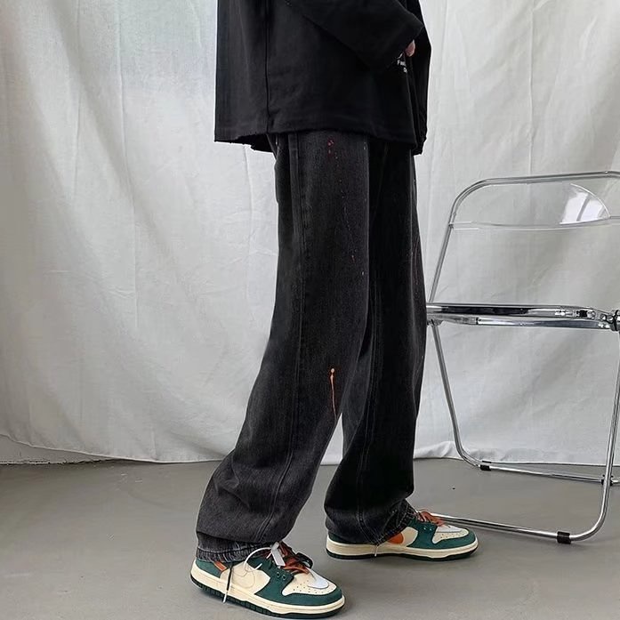 Quần Jean Dài Dáng Rộng Ống Suông Thời Trang Mùa Xuân Thu Phong Cách hiphop Dành Cho Nam