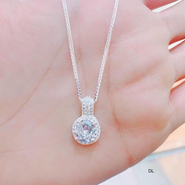 Dây chuyền đá tròn hàng hot - LINH'S MIU SILVER - Dây chuyền nữ bạc ta